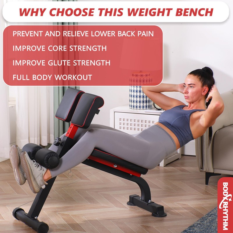 BODY RHYTHM Compact Adjustable Weighted Bench for Full Strength Training,