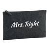 Huuraa Kulturbeutel Mrs. Right Schriftzug Geschenk 1 Liter Charcoal Filz