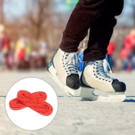 VOSAREA 1 Pair Waxed Ice Hockey Shoelaces Orange Flat Shoelaces Ice Hockey Shoelaces 96 Inch Professional Waxed Ice Hockey Shoelaces Frost Protection Shoe Laces, red