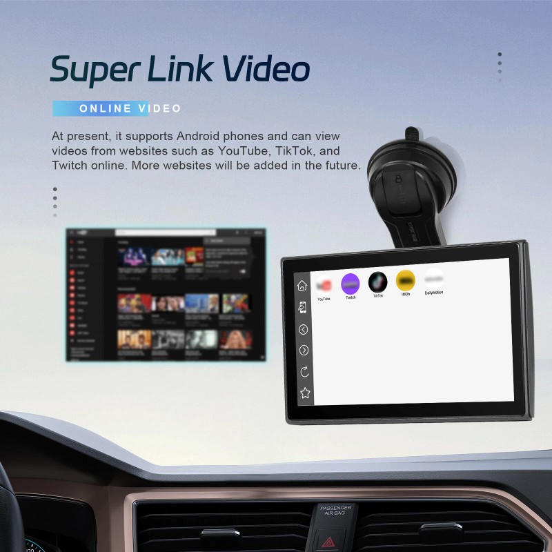 CFRIATO Wireless Apple Carplay Screen for Car Android Auto Portable