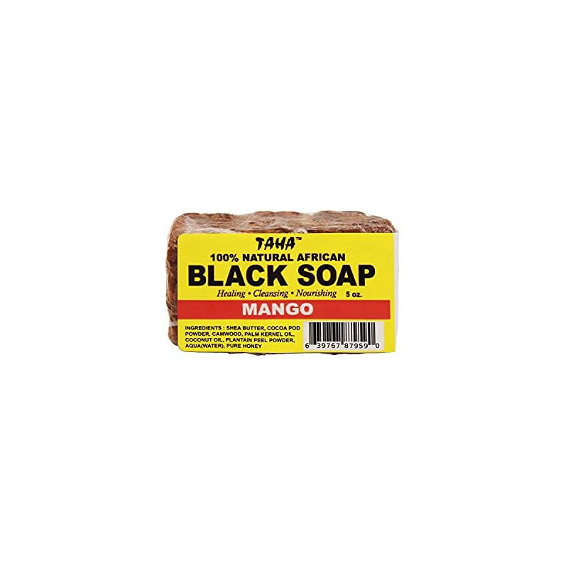 Taha African Black Soap Bar, Organic & 100% Natural, Soothing
