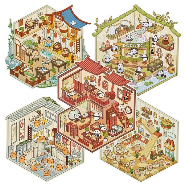 3D House Stickers Scene 5 Sets Miniature House Sticker Maker