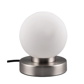 Reality Leuchten Prinz II R54011001 Table Lamp Metal Nickel Matt Glass White Exclusive 1 x E14, on/off touch