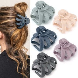 ATODEN Claw Clips for Thick Hair 3.15'' Octopus Hair Clips 5Pcs Large Hair Clips for Women Thick Hair Big Hair Clips Large Claw Clips Strong Grip Jumbo Jaw Clips Girls Hair Styling Accessories