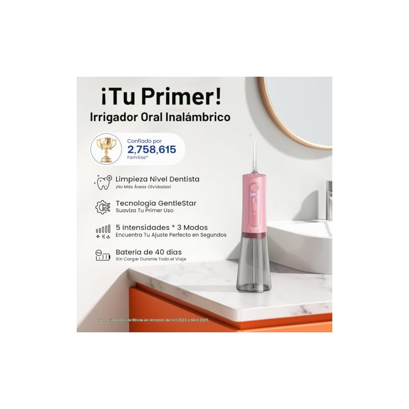 Bitvae Irrigador Bucal Inalámbrico, púas de limpieza de dientes de