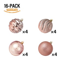 XmasExp 20ct Christmas Ball Ornaments Shatterproof Xmas Tree Hanging Balls Decorations Perfect for Holiday Wedding Christmas Decor (Rose Gold, 3.15")