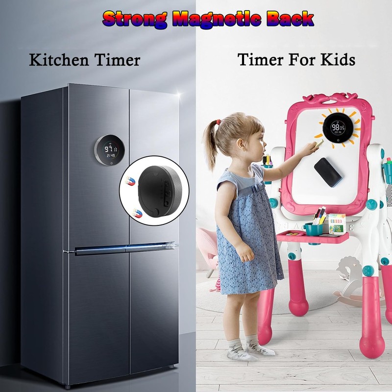 wakouter Digital Kitchen Timer, Magnetic Countdown Countup Timer, with LED