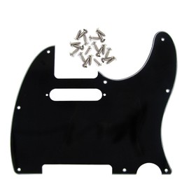 FLEOR 8 Hole TL Pickguard Scratch Plate with Pickguard Screws Set Fit USA/MX Standard TL Style Pickguard Replacement, 3Ply Black