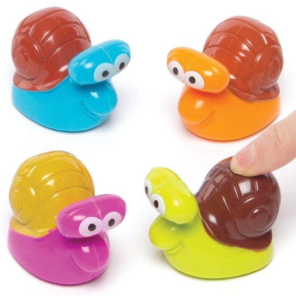 Baker Ross Pull-Back Racer Snails for Kids as a Surprise or Party Game Prize (Pack of 4)