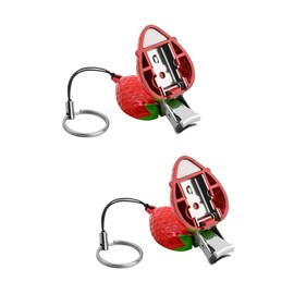 WOONEKY 2pcs Women's Nail Clippers Toenail Treatment Fruit Tool for Strawberry Keychain Nail Clipper Men's Manicure Tools