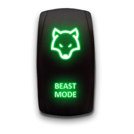 BEAST MODE - Green - STARK 5-PIN Laser Etched LED Rocker Switch Dual Light - 20A 12V ON/OFF