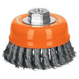 Truper CT-610M, Carda copa, alambre trenzado fino, 4", milimétrica p/esmeril