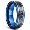 CHALAIR Blue Carbon Fiber Ring 8mm Black Tungsten Wedding Bands