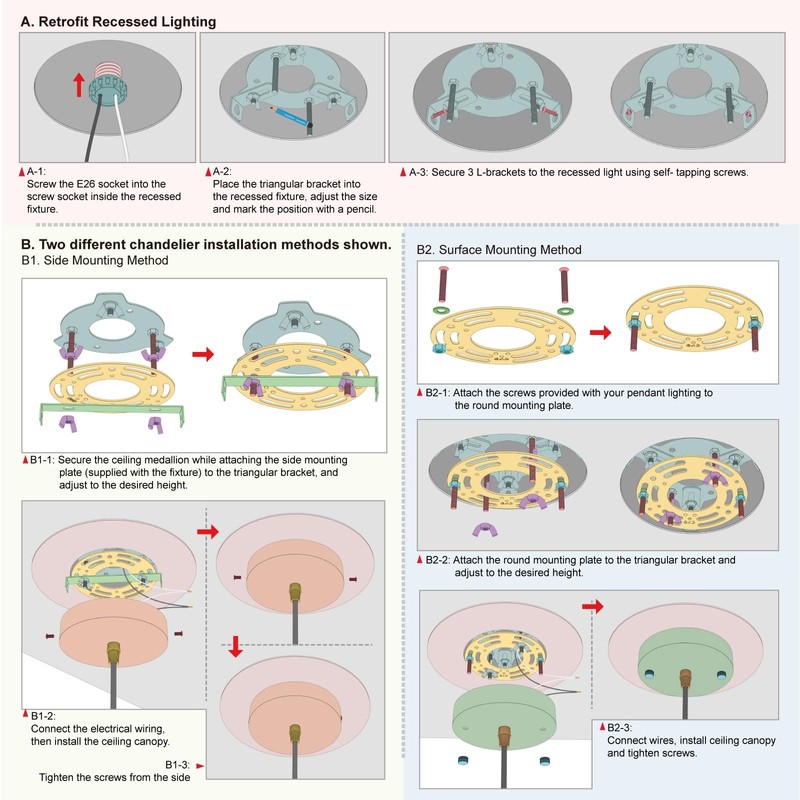 YIIZON 2-Pack Recessed Light to Pendant Converter Kit, Adjustable for