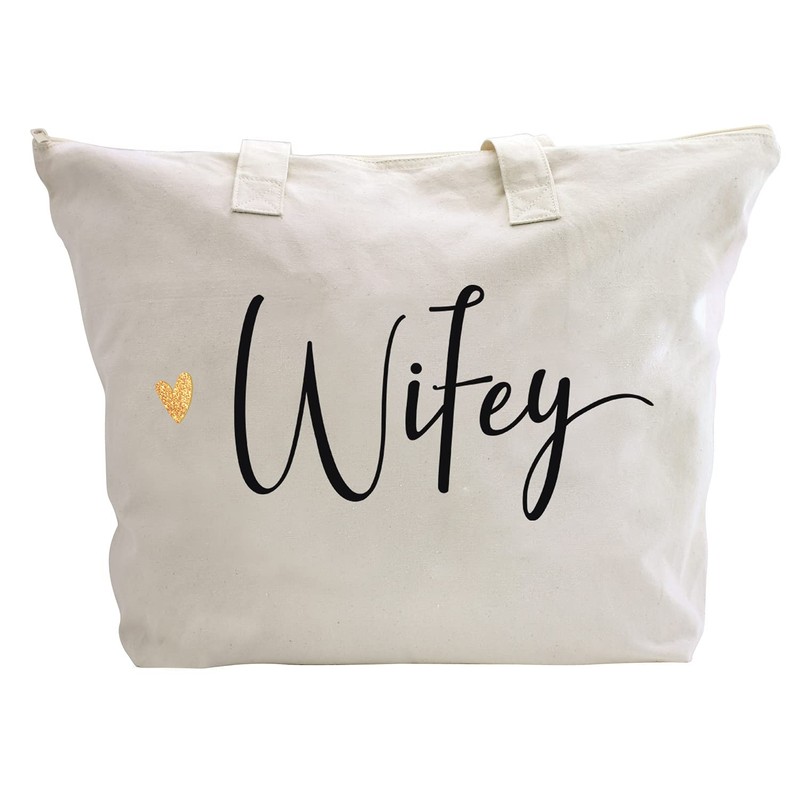 CARAKNOTS Wifey Bride Tote Bag for Wedding Gifts Bridal Shower