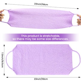 3 Pcs Double-Sided Back Exfoliator Body Scrub Towel, Exfoliating Back Scrubber with Handles,Exfoliating Washcloth Bath Tool in Shower, Stretchable Back Washer to Deep Cleans Skin (purple)