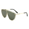 Luxury XL Oversized Retro Shield Aviator Sunglasses (Gold & Black