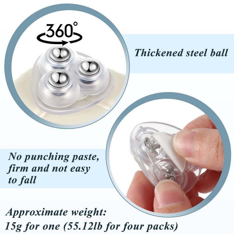 Honoson 36 Pcs Self Adhesive Caster Wheels Appliance Rollers Appliance