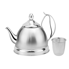 Stainless Steel Kettle with Tea Infuser in Gift Box 1.1 Qt (1 L) Stovetop Kettle with Removable Strainer, Kitchen Tea Pot for Stove Top, Induction Safe (Matte Silver 1.1 Qt (1 L))