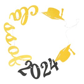 Mobestech 1 Set Class of Graduation Banner Paper Bunting Easy to Hang Decor for Graduation Party Photo Backdrop for Indoor Outdoor Celebrations