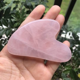 Ladeukoi Rose Quartz Crystal Stone Gua Sha Massage Tool for Body Skin Face, Crystal Scratching Board for Spa Acupuncture Therapy Trigger Point Treatment