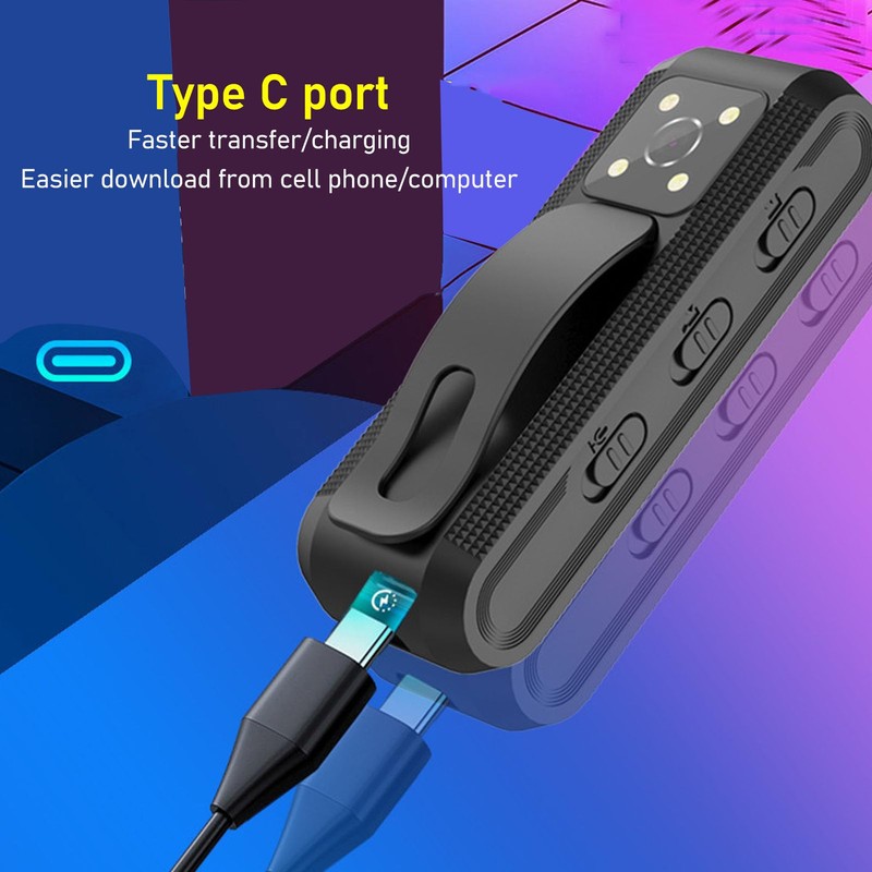 1080P HD Back Clip Camera, Portable Camera with Night Vision