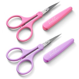 Beaditive 高精度ディテールハサミセット (2個) シャープ、細字 | ペーパーカット、スクラップブック、裁縫、工芸 | ステンレススチール | 保護カバー (パステルカラー)