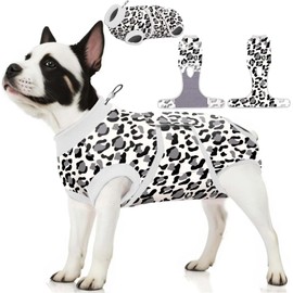 PetWarm Surgery Suit for Dogs, Dog Cone Alternative After Surgery, Covers Wounds, Prevents Licking, Fashionable and Protective, Lightweight and Breathable, Leopard Pattern, White, XL