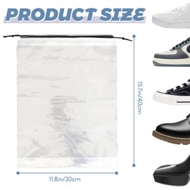 50 Pcs Shoe Bags for Travel,Large Transparent Travel Shoe Bags for Packing,Clear Plastic Drawstring Bags Shoe Dust Bags,Portable Shoes Organizers Pouch with Rope for Men and Women