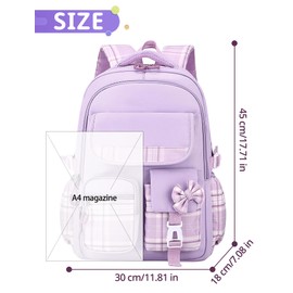 Maeau Kids' Backpack, Kids' Bag, For Kids, Girls, Juniors, A4 Compatible, Large Capacity, Cute, Elementary School Students, School Commutes, Excursions, Travel, Outdoors, Gift, purple