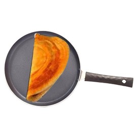 G & D Dosa Pan Pancake Flat Skillet Tawa Griddle 10-Inch Crepe Pan Nonstick Coating Tortilla Pan Aluminium Roti Chapati Tava Gas Stove Tops (3mm), Black