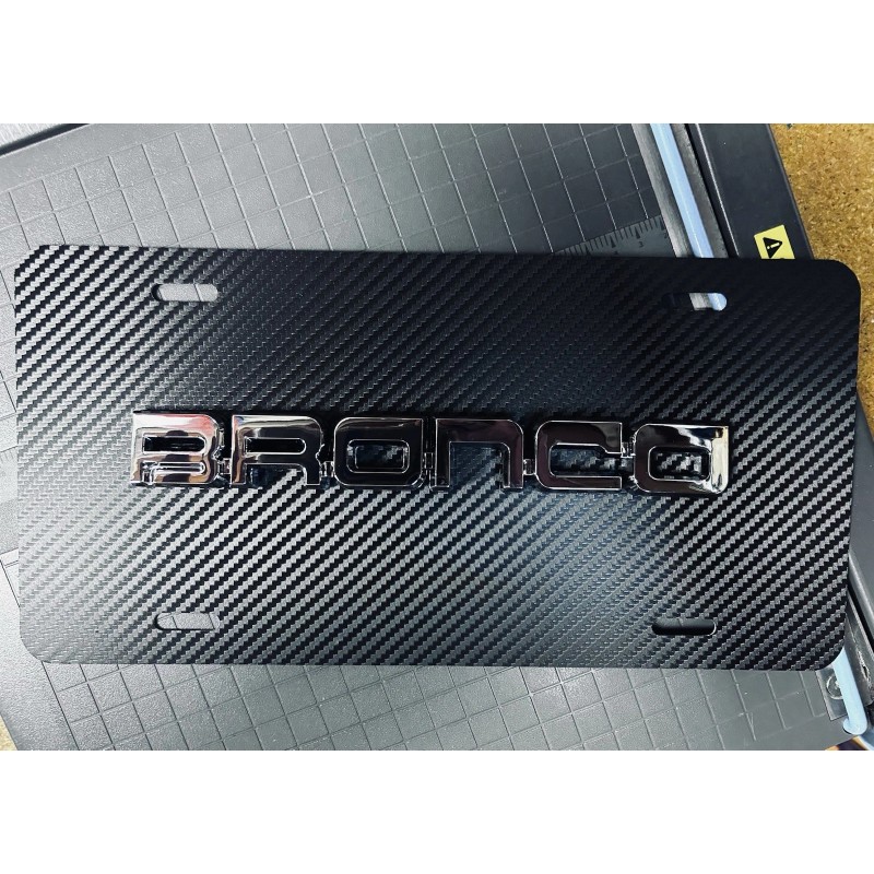 ADS 3D Bronco Chrome Carbon Fiber License Plate Aluminum Universal