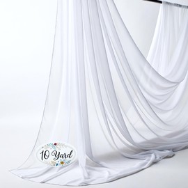 New Star Fabrics Chiffon Fabric, Continuous 60" Wide (30ft) Sheer Material, 100% Soft Polyester, Ideal for Wedding, Party, Event Decor, Draping, and Dresses (White, 10 Yards)