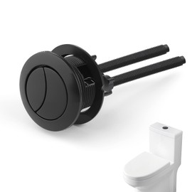 AHRLIC Black Toilet Flush Button Replacement, Dual Flush Push Button for Toilet, 38 mm Toilet Buttons with Two Rods, Round Flush Button Kit for Bathroom Cistern Tank Toilet Tank Replacement Accessorie