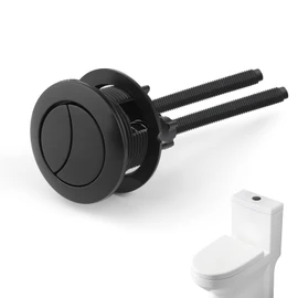 AHRLIC Black Toilet Flush Button Replacement, Dual Flush Push Button for Toilet, 38 mm Toilet Buttons with Two Rods, Round Flush Button Kit for Bathroom Cistern Tank Toilet Tank Replacement Accessorie