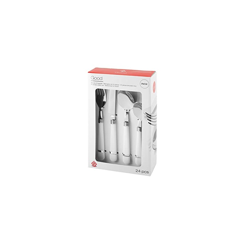 Home 756467 Cutlery Set 24 Pieces Stainless Steel White Handle