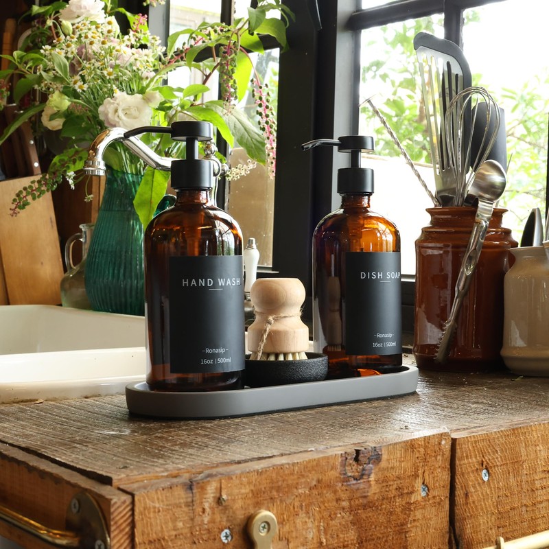 Ronasip Set of 5 Kitchen Soap Dispenser Set 16 Oz
