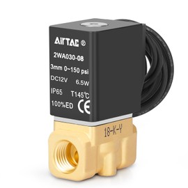 Brass Electric Solenoid Valve AirTAC 1/4" NPT DC12V Normally Closed Water, Air, Diesel(Orifice:3mm)