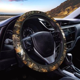 Wanyint Wolf Camo Hunting Forest 15 Inch Car Steering Wheel Cover - Soft Neoprene Polyester, Universal Fit for Car, SUV, Truck