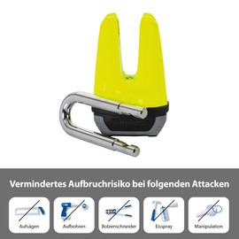 Hartmann Shackle Lock for Brake Discs, Motorcycle Lock with High Security, Robust Brake Disc Lock for Scooters, Scooters & E-Bikes, Anti-Theft Protection with Key, Security Lock