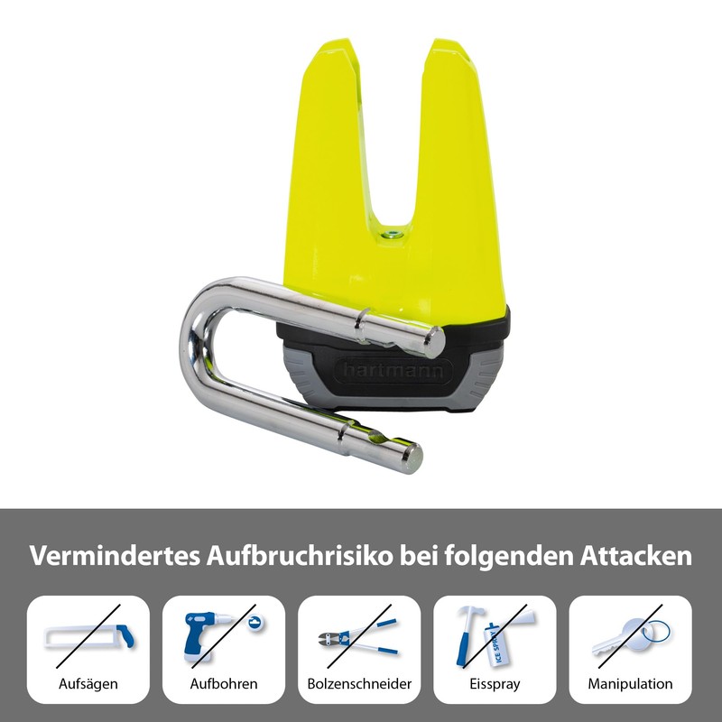 Hartmann Shackle Lock for Brake Discs, Motorcycle Lock with High