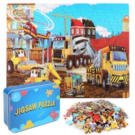 LELEMON Puzzles for Kids Ages 4-8 Construction Vehicles 100 Piece Puzzles for Kids Educational Jigsaw Puzzles Toys Gift for Boys Girls Age 4, 5, 6, 7, 8 Years Old