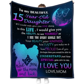 Coolim Gifts for 15 Year Old Girls, 15 Year Old Girl Gifts for Birthday,15th Birthday Decorations for Girls, 15 Year Old Daughter Throw Blanket 60"X50", Daughter Gifts from Mom