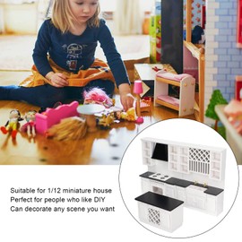 CUEI Miniature Dollhouse Furniture Kitchen Set, 1:12 Dollhouse Miniature Furniture Wooden Kitchen Cabinet Set, White Dollhouse Decoration Accessories for 1:12 Scale Dollhouse Kitchen Dining Room