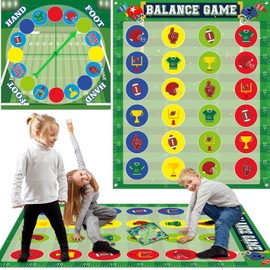 Giant Floor Games - American Football Theme Pose Balance Game, Sports Party Favor, Indoor Outdoor Interactive Games For Kid Adult - Promotes Physical Activity, Family Board Game Mat for Home Lawn Yard