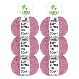 100% Baby Alpaca Wool in 50+ Colours (Scratch-Free) – 300 g Set (6 x 50 g) – Soft Alpaca Wool for Knitting & Crochet in 6 Yarn Sizes by Hansa-Farm