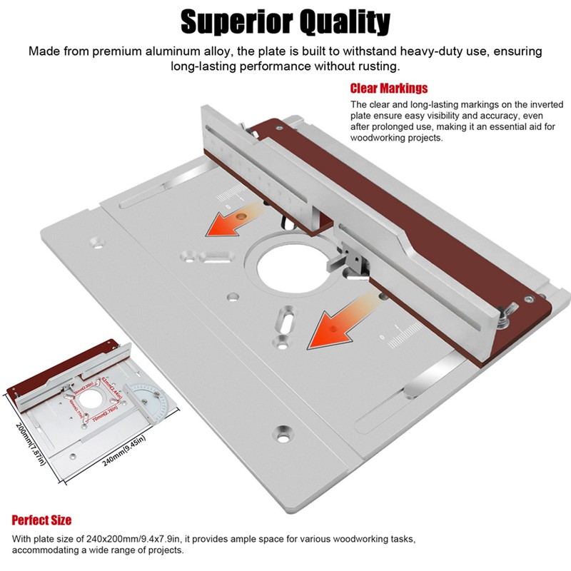 Set of 2 Router Table Insert Plate Aluminum Alloy Wood