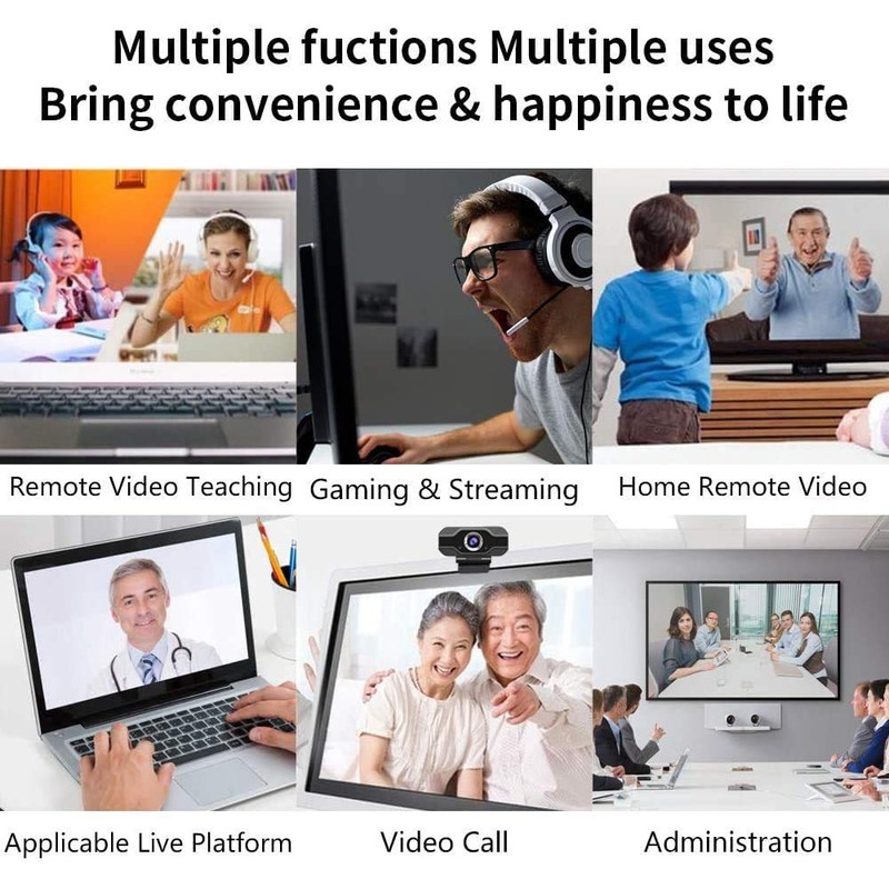 HD Webcam with Microphone, 1080P USB Webcam for Desktop PC