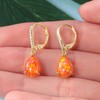 Leverback Orange Opal Dangle Earrings 14k Yellow Gold Plated Drop