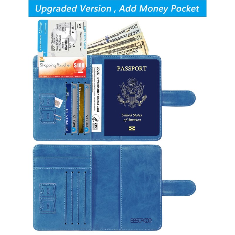 Funda para pasaporte con bloqueo RFID, funda de piel para